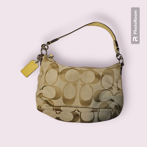 Coach signature stripe yellow patent Jacquard small purse - Picture 2 of 4